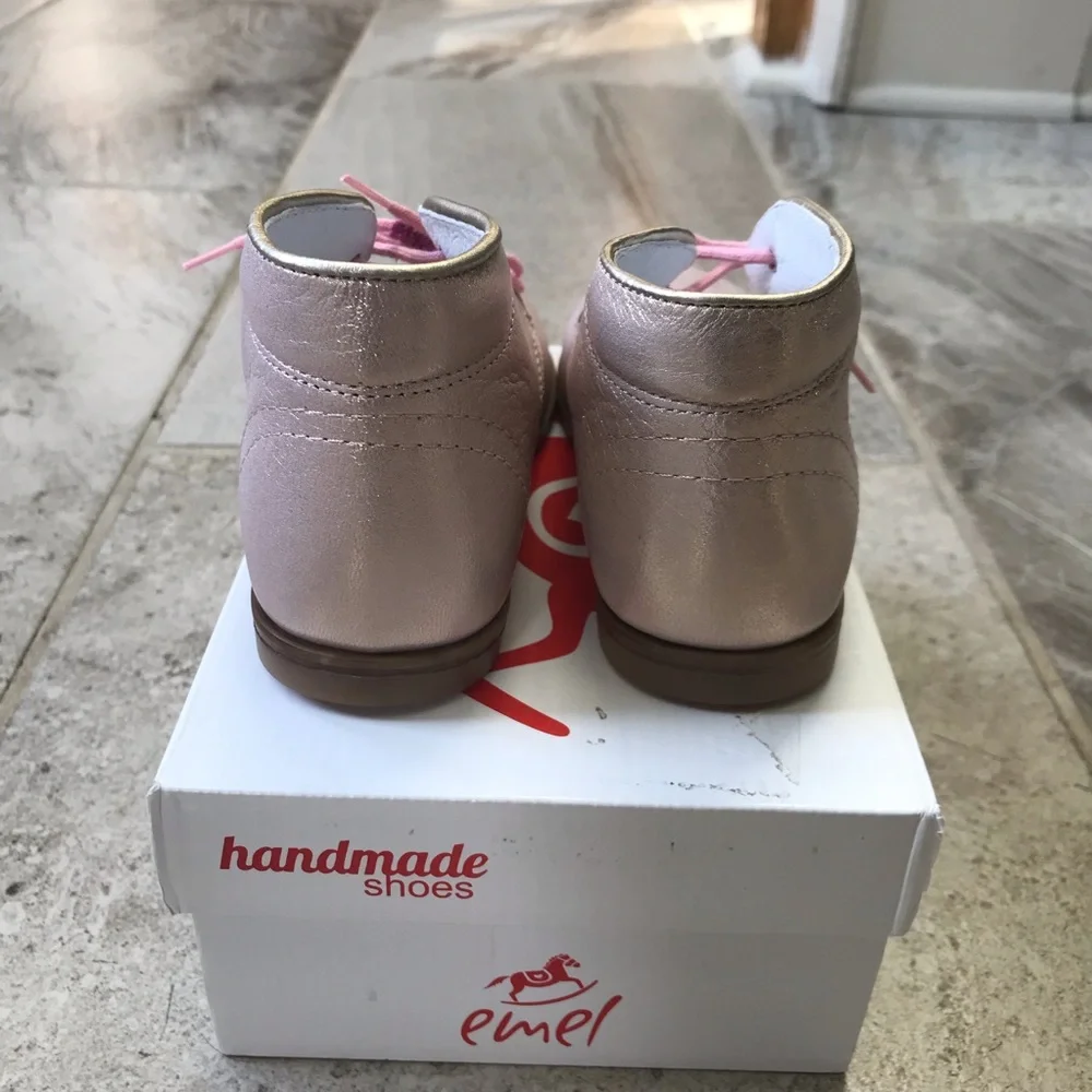NWT Emel, metallic pink European toddler boots. Size 25 EU/ 8 US.